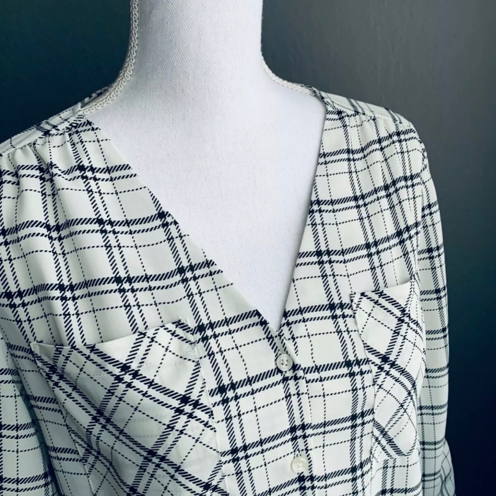Express Plaid Button Down Blouse - image 2